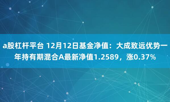 a股杠杆平台 12月12日基金净值：大成致远优势一年持有期混合A最新净值1.2589，涨0.37%