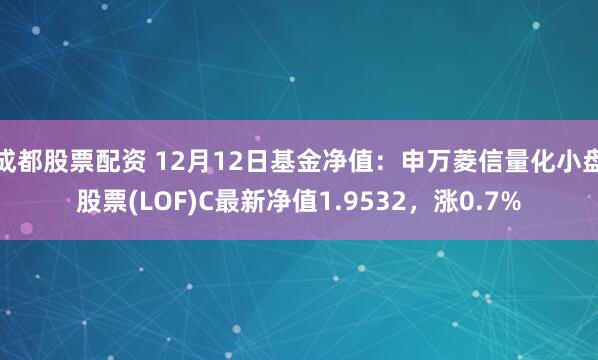 成都股票配资 12月12日基金净值：申万菱信量化小盘股票(LOF)C最新净值1.9532，涨0.7%