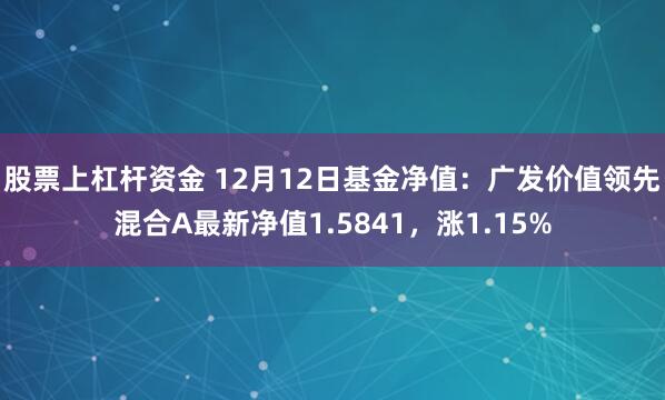 股票上杠杆资金 12月12日基金净值：广发价值领先混合A最新净值1.5841，涨1.15%