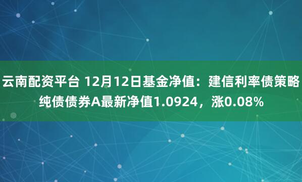 云南配资平台 12月12日基金净值：建信利率债策略纯债债券A最新净值1.0924，涨0.08%