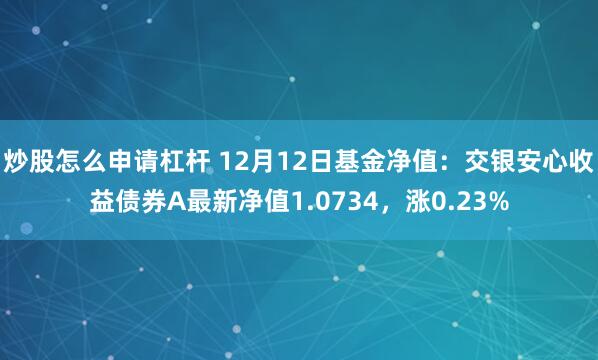 炒股怎么申请杠杆 12月12日基金净值：交银安心收益债券A最新净值1.0734，涨0.23%