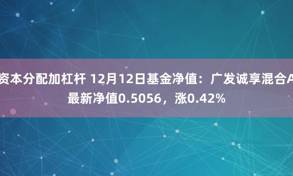 资本分配加杠杆 12月12日基金净值：广发诚享混合A最新净值0.5056，涨0.42%