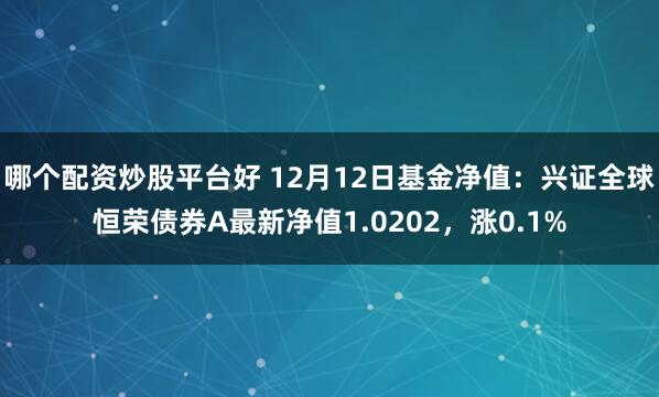 哪个配资炒股平台好 12月12日基金净值：兴证全球恒荣债券A最新净值1.0202，涨0.1%